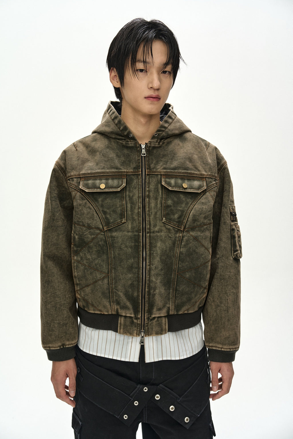 Andersson Bell - Milly Washed Hoodie Jacket (Khaki) product image 6 | TRAB K-Fashion Australia