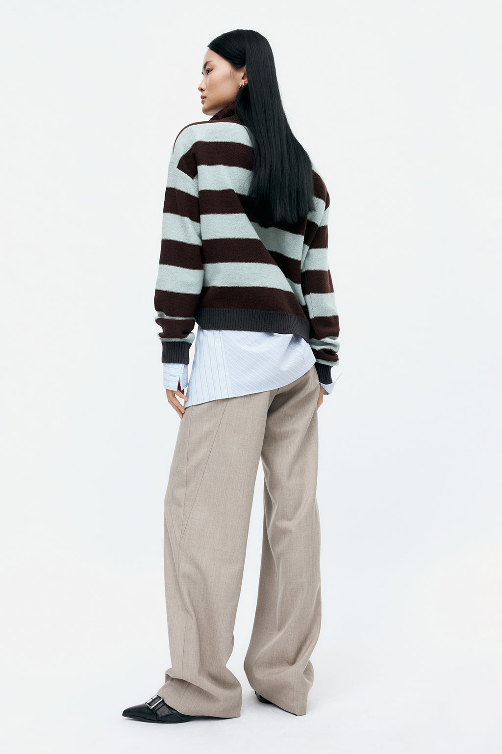 Andersson Bell - Bold Stripe Collar Sweater (Brown/Jade) product image 3 | TRAB K-Fashion Australia
