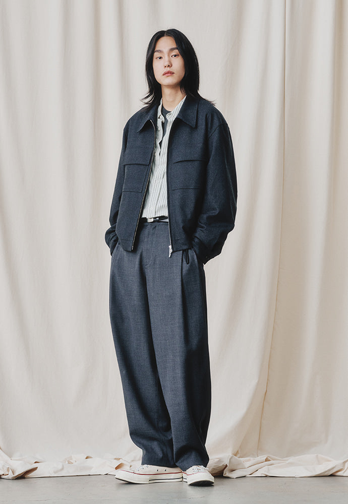 Art if acts - Contrast Wool Blouson (Charcoal) product image 2 | TRAB K-Fashion Australia