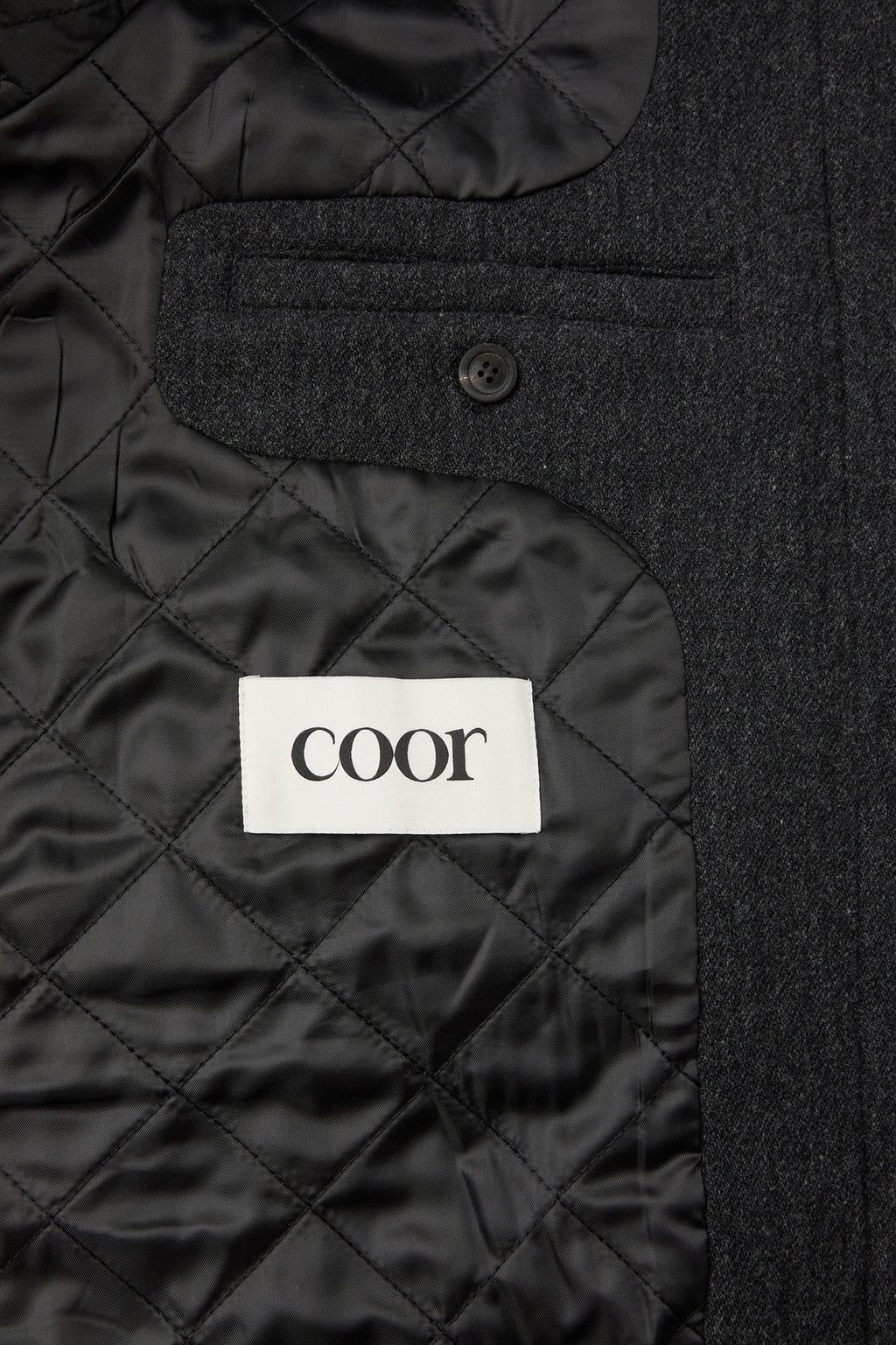 Coor - Trimming Leather Patchwork Coat (Melange Charcoal) product image 8 | TRAB K-Fashion Australia
