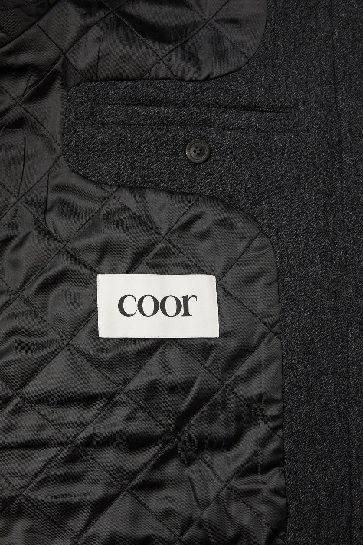 Coor - Trimming Leather Patchwork Coat (Melange Charcoal) product image 8 | TRAB K-Fashion Australia
