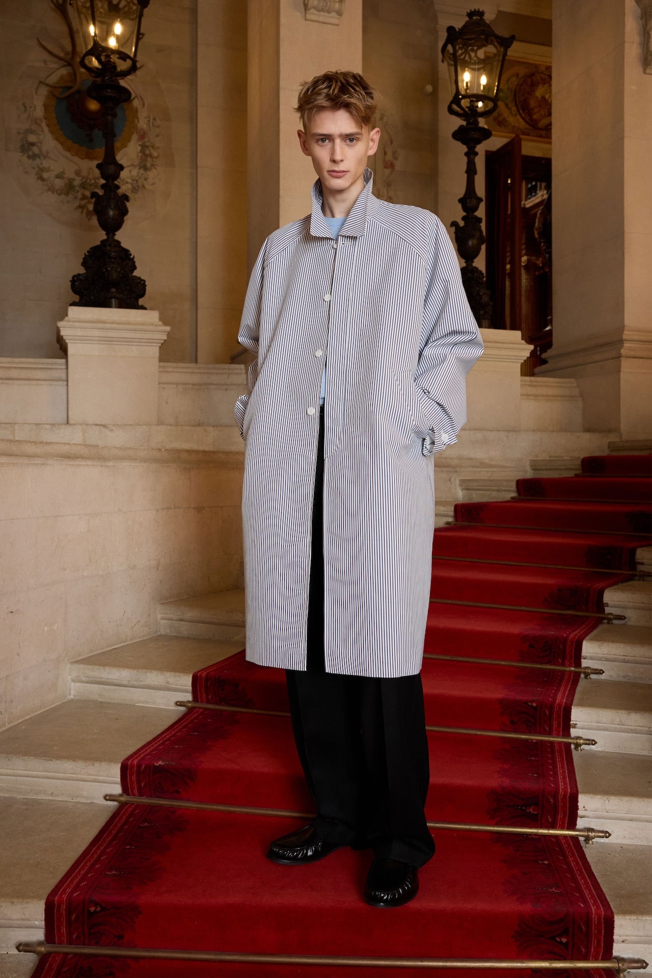 STU - Raglan Stripe Poplin Coat (White) product image 12 | TRAB K-Fashion Australia