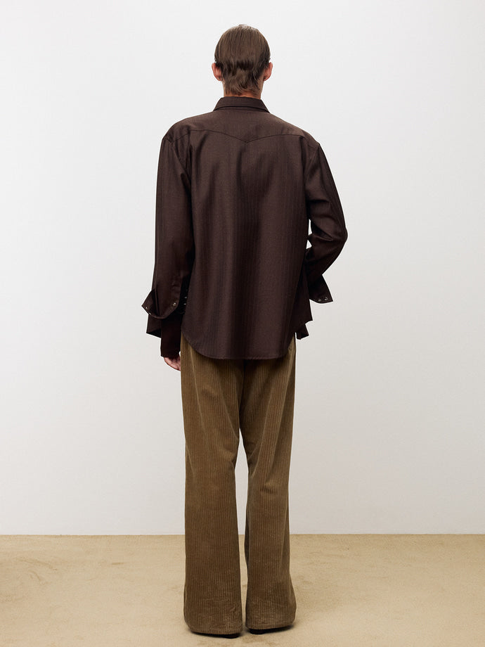 Tonywack - Striped Wool Western Shirt (Sepia Brown) product image 4 | TRAB K-Fashion Australia