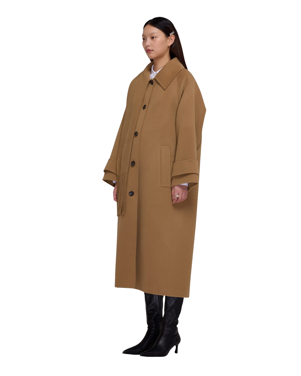 Kimhe Kim - Scarf Detail Long Coat (Beige) product image 2 | TRAB K-Fashion Australia