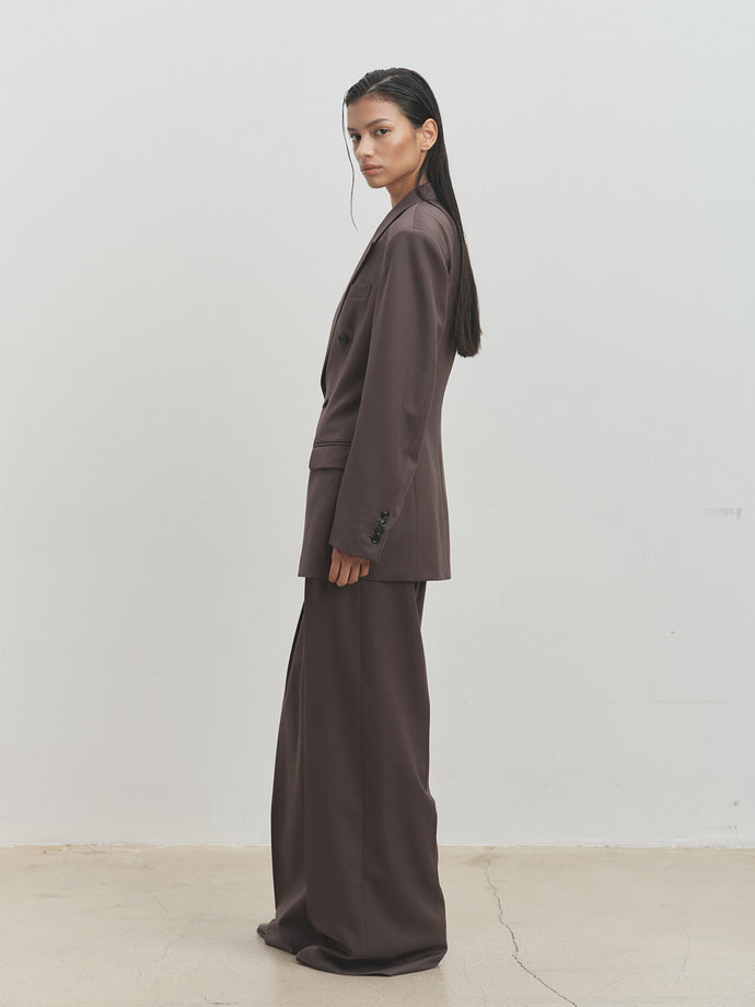 Tonywack - Wool Wide-Leg Pleated Trousers (Khaki Dark Brown) product image 2 | TRAB K-Fashion Australia