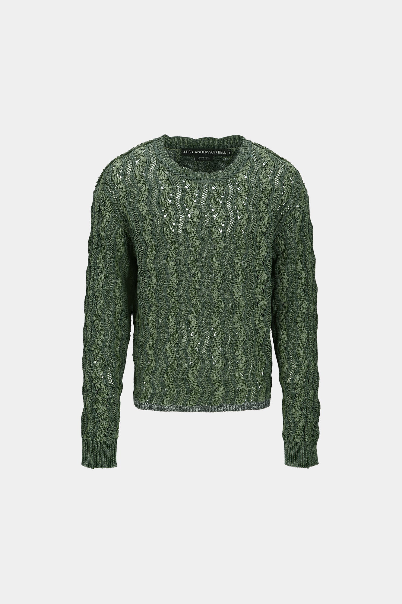 Andersson Bell - Two Tone Wave Crew-Neck Sweater (Khaki) product image 6 | TRAB K-Fashion Australia