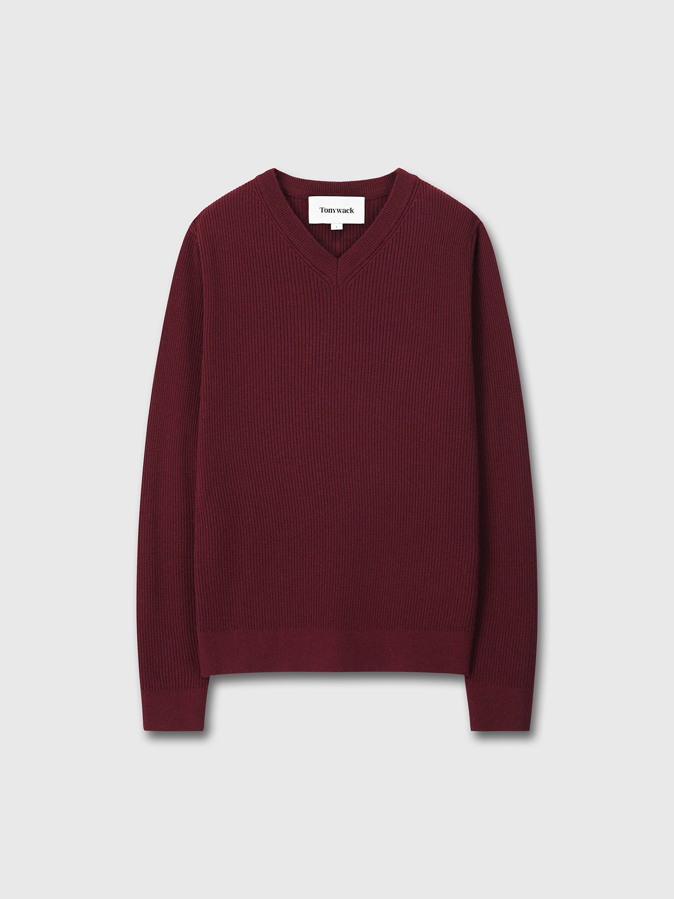 Tonywack - Super Fine Wool Ribbed V-Neck Sweater (Maroon) product image 7 | TRAB K-Fashion Australia