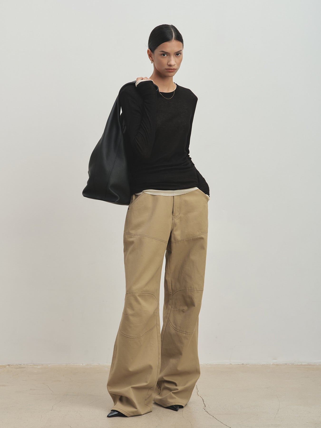 Tonywack - Wide-Leg Cotton Work Pants (Beige) product image 1 | TRAB K-Fashion Australia