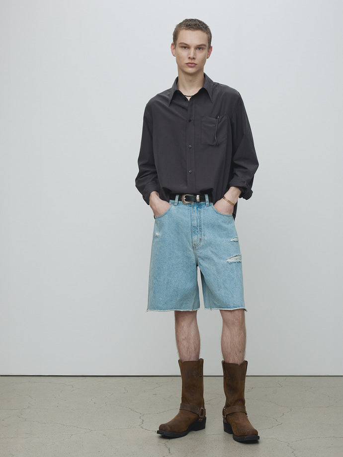 Tonywack - Raw Hem Denim Shorts (Light Washed Blue) product image 1 | TRAB K-Fashion Australia