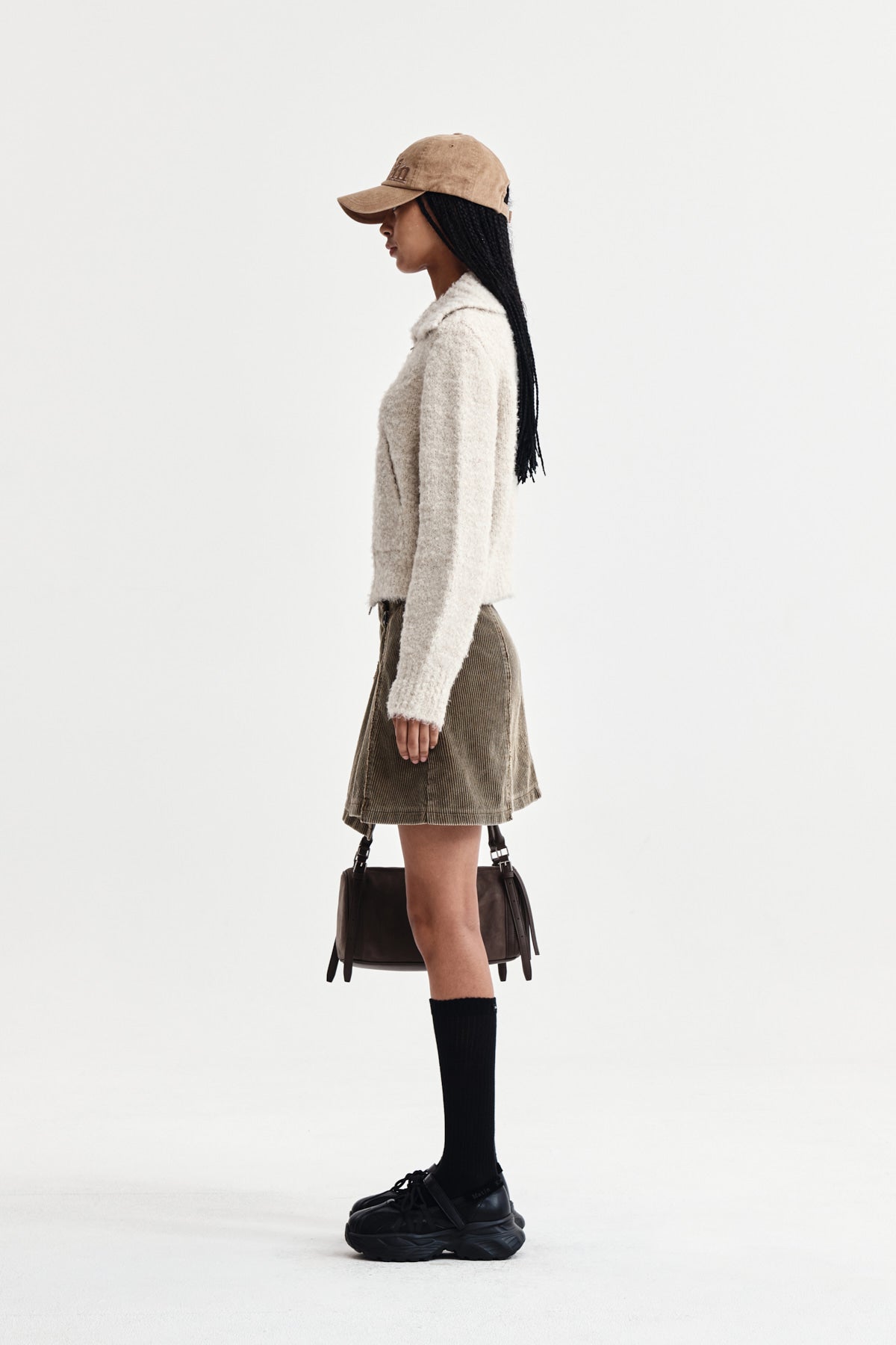 Matin Kim - Boucle Knit Zip Up Cardigan (Light Beige) product image 6 | TRAB K-Fashion Australia