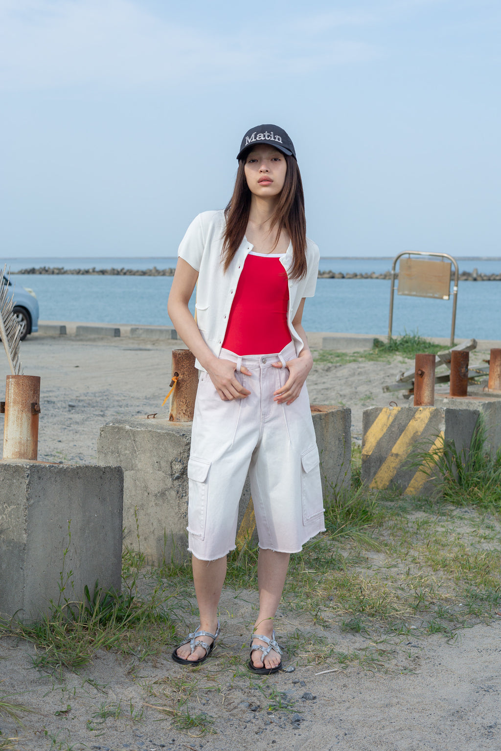 Matin Kim - Pocket Point Half Cardigan (Ivory) product image 9 | TRAB K-Fashion Australia