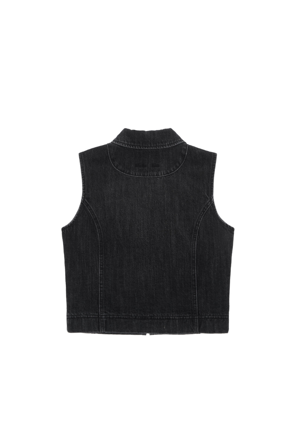 Matin Kim - Slim Zip Up Denim Vest (Black) product image 2 | TRAB K-Fashion Australia