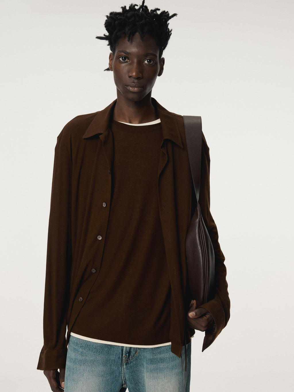 Recto - Slim Fit Jersey Shirt (Brown) product image 1 | TRAB K-Fashion Australia