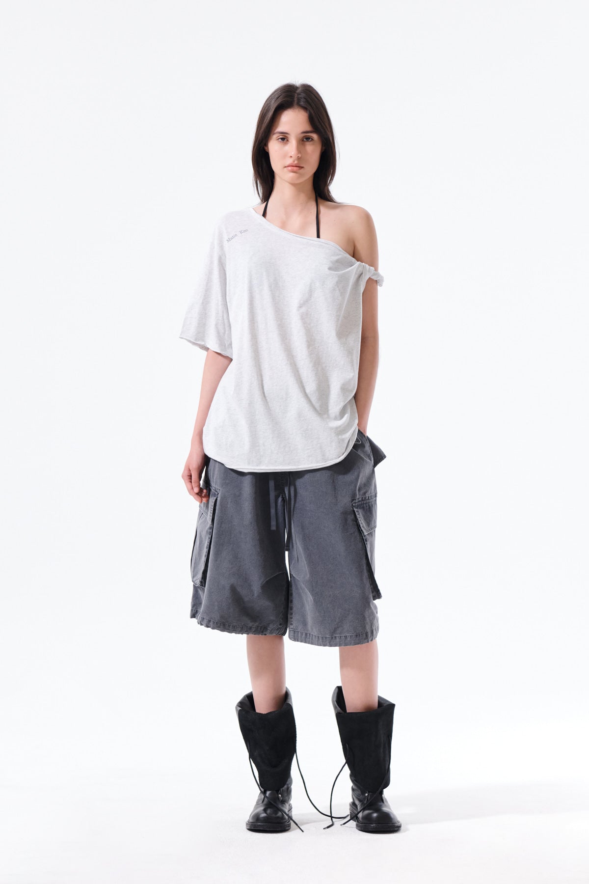 Matin Kim - Asymmetric Off Shoulder Top (Light Grey) product image 10 | TRAB K-Fashion Australia