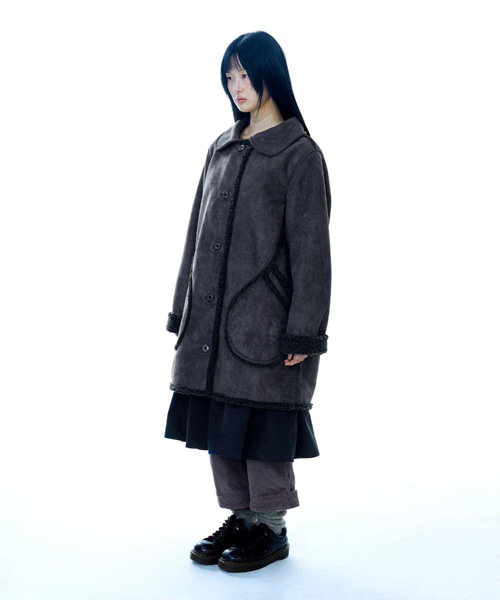 Coyseio - Round Collar Suede Jacket (Charcoal) product image 17 | TRAB K-Fashion Australia