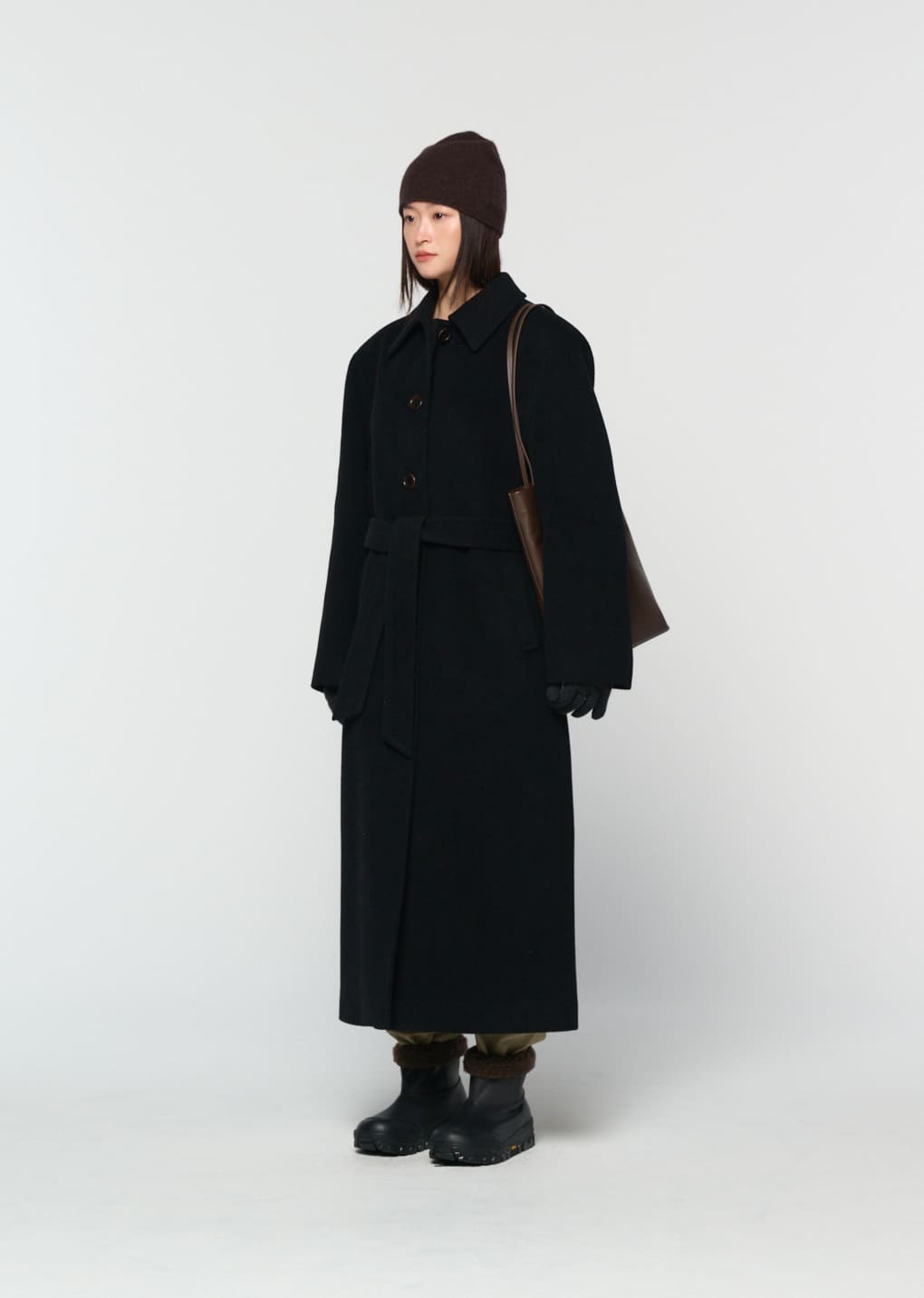 Amomento - single breasted maxi long coat (Black) product image 3 | TRAB K-Fashion Australia