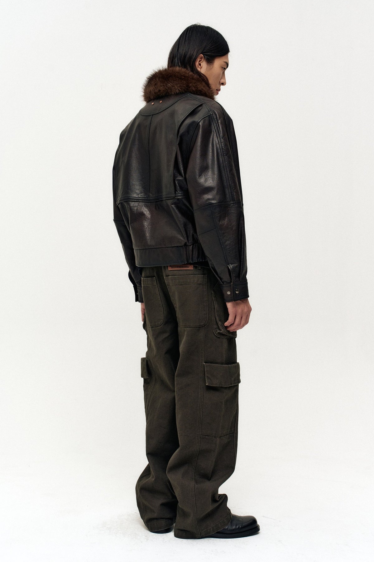 Andersson Bell - Buffalo Leather Bomber Jacket (Dark Brown) product image 5 | TRAB K-Fashion Australia