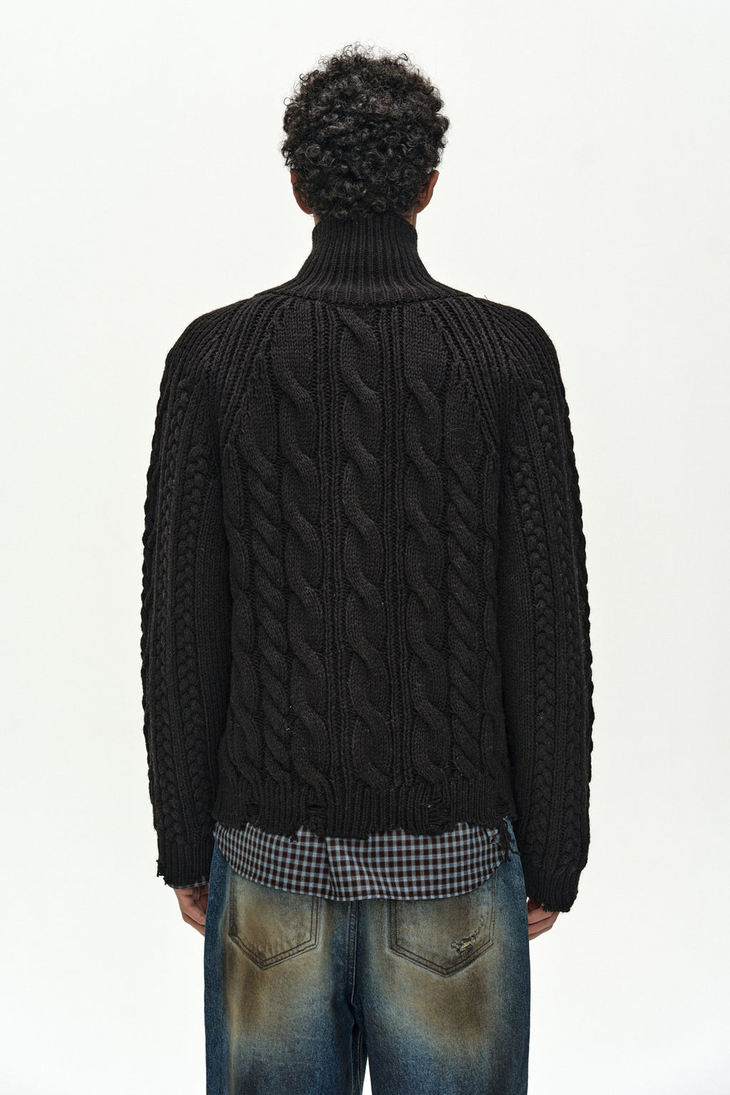 Andersson Bell - Fisherman Cable Zip-Up Sweater (Black) product image 5 | TRAB K-Fashion Australia