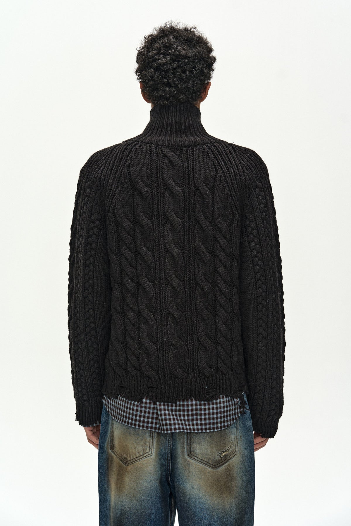 Andersson Bell - Fisherman Cable Zip-Up Sweater (Black) product image 5 | TRAB K-Fashion Australia