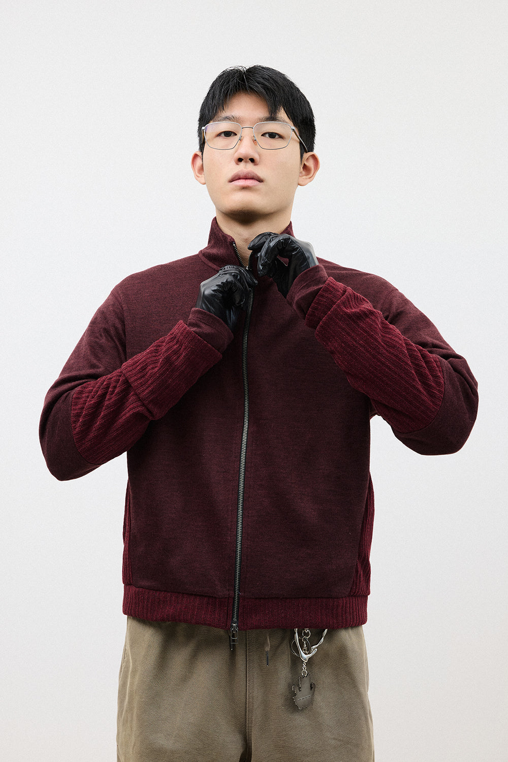 Hatchingroom - Double Sleeve Track Cardigan Dark (Red) product image 5 | TRAB K-Fashion Australia