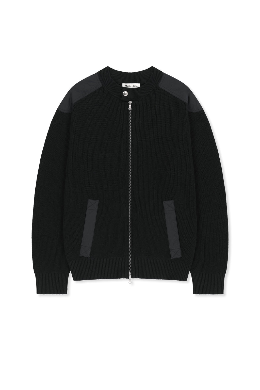 Matin Kim - Patch Detail Knit Zip Up (Black) product image 1 | TRAB K-Fashion Australia