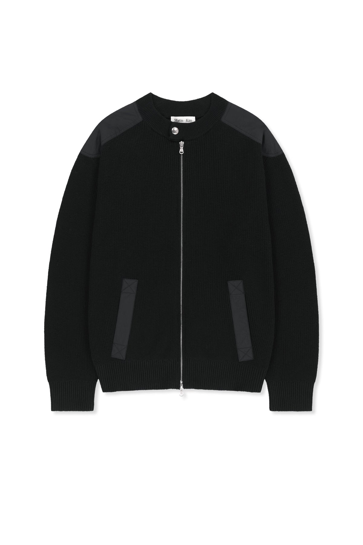 Matin Kim - Patch Detail Knit Zip Up (Black) product image 1 | TRAB K-Fashion Australia
