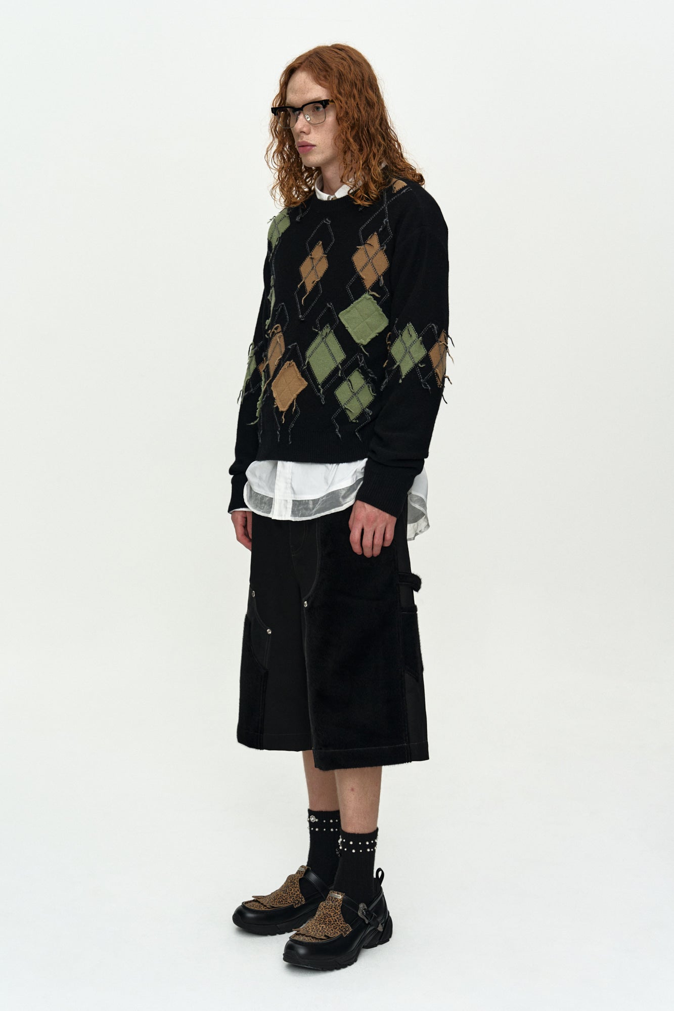 Andersson Bell - Tom Argyle Crew-Neck Sweater (Black) product image 3 | TRAB K-Fashion Australia