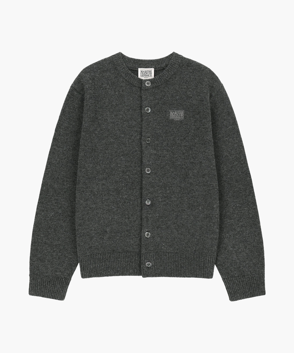 Marithe & Francois Girbaud - Premium Small Classic Logo Wool Round Neck Cardigan (Charcoal) product image 5 | TRAB K-Fashion Australia