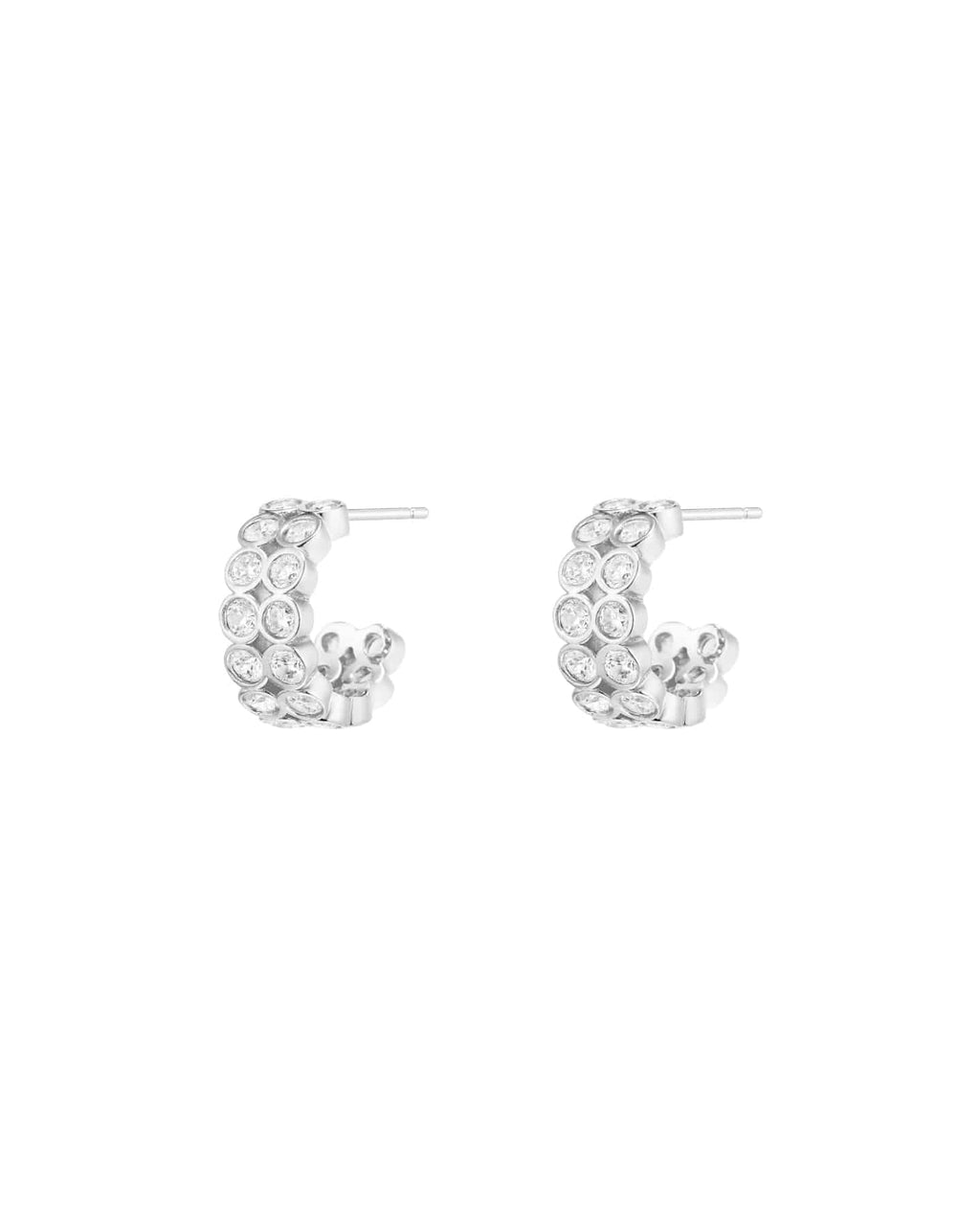 Numbering - Double Row Bezel Set Hoop Earrings #3202 product image 4 | TRAB K-Fashion Australia