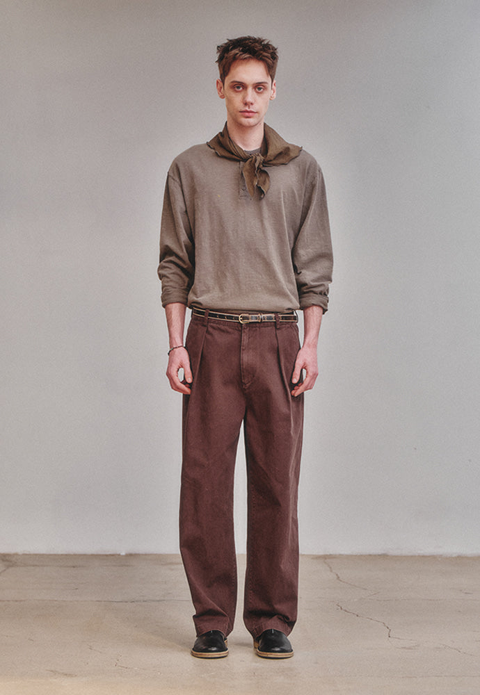 Art if acts - One Tuck Chino Pants (Brown) product image 4 | TRAB K-Fashion Australia
