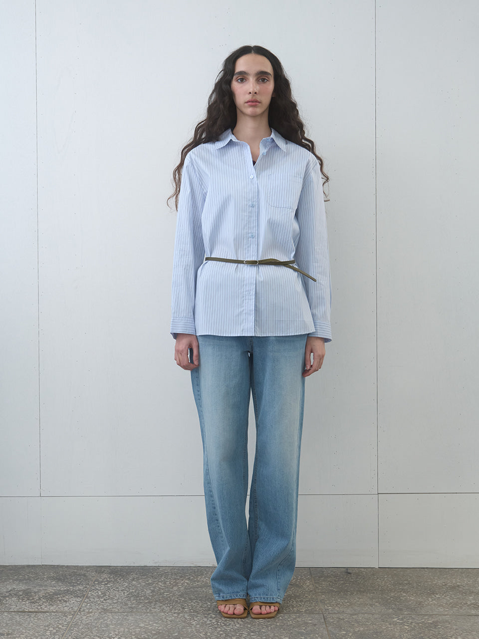 Kijun - Stripe Oversized Shirt (Sky Blue) product image 8 | TRAB K-Fashion Australia