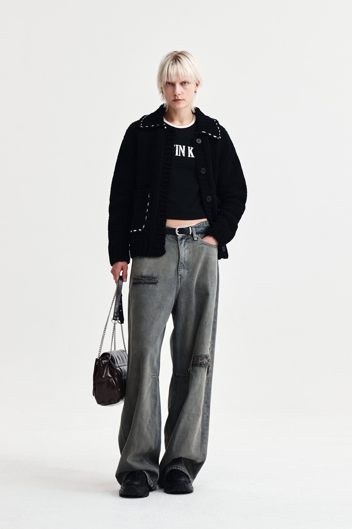 Matin Kim - Handmade Collar Knit Cardigan (Black) product image 8 | TRAB K-Fashion Australia