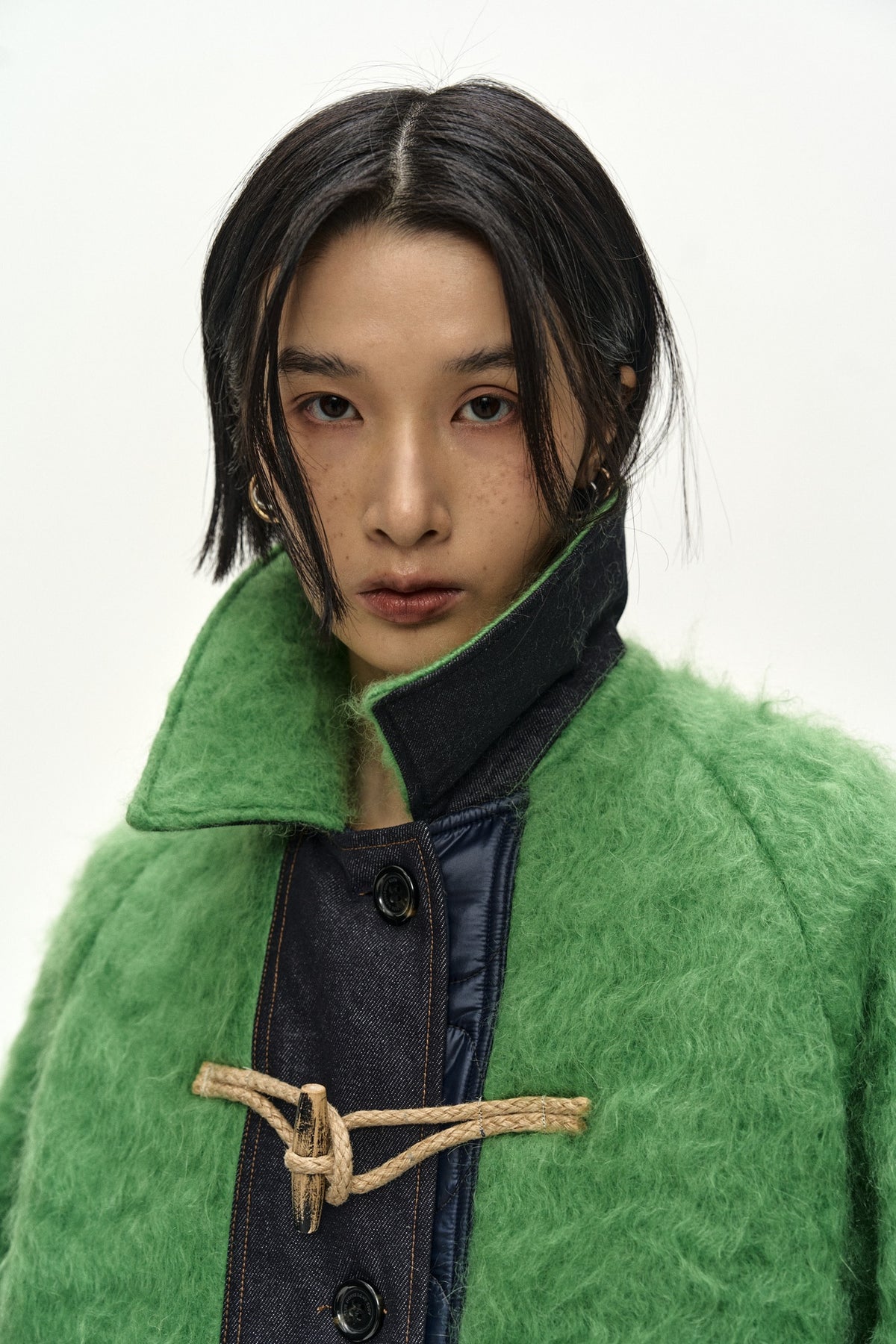 Andersson Bell - Lawn Hairy Wool Quilted Duffle Coat (Lichen Green/Black) product image 6 | TRAB K-Fashion Australia