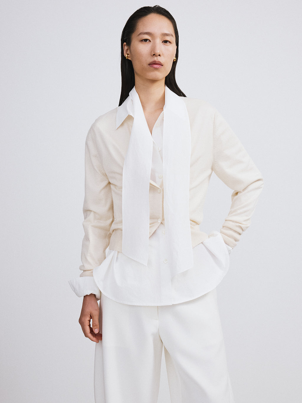 Recto - Silk-Cashmere Knit Cardigan (Cream) product image 3 | TRAB K-Fashion Australia