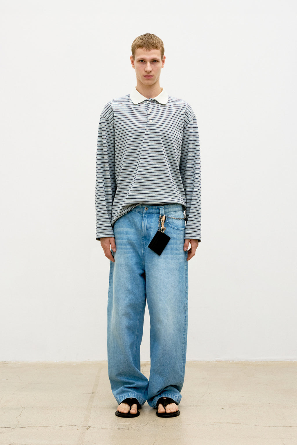 Coor - Multi-Stripe Pique Polo Shirt (Melange Gray) product image 2 | TRAB K-Fashion Australia