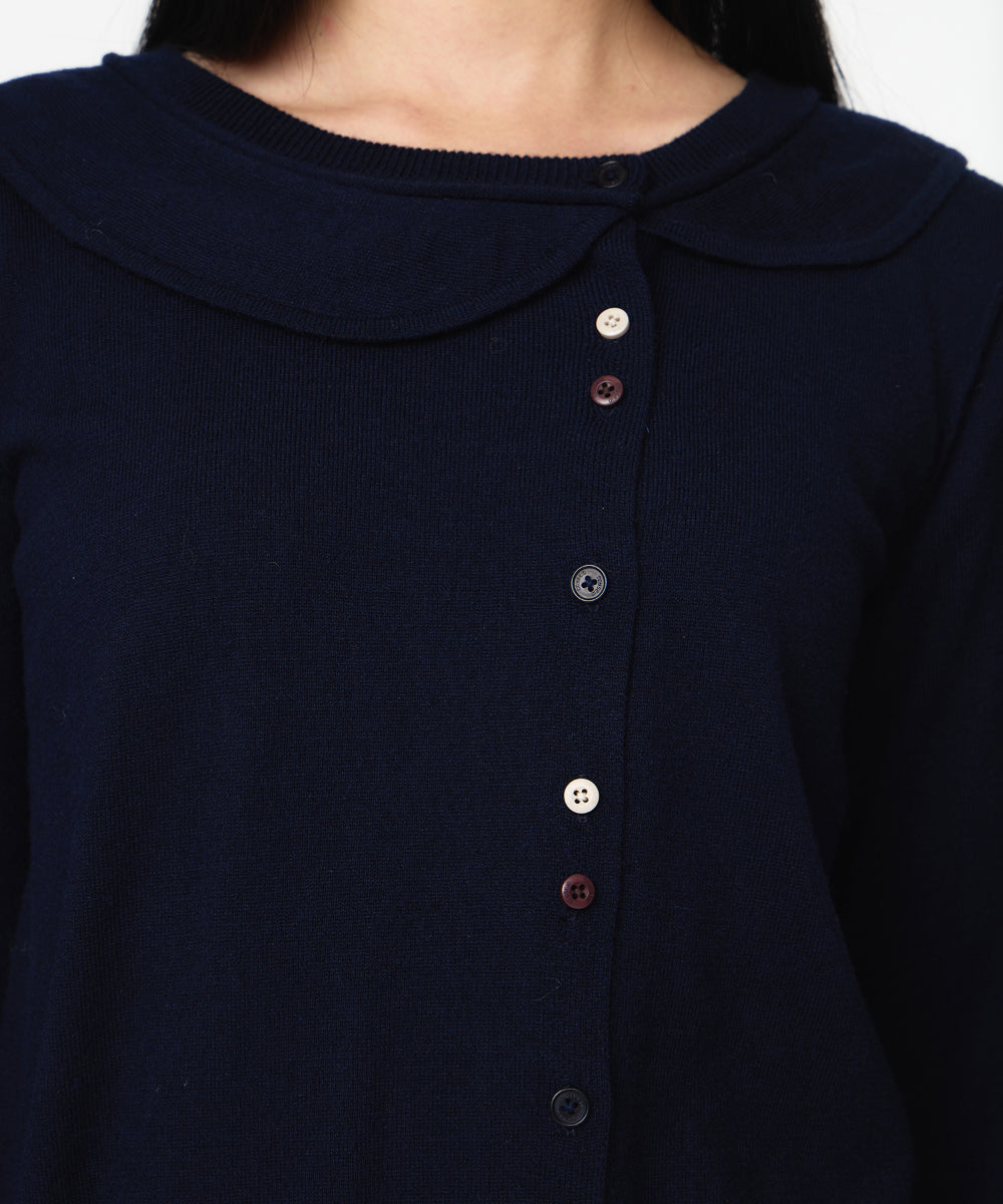 Coyseio - Round Collar Knit Cardigan (Navy) product image 5 | TRAB K-Fashion Australia