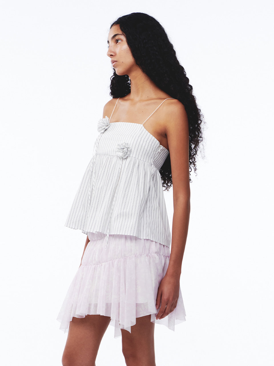 Kijun - Stripe Corsage Camisole Off-White Stripe product image 1 | TRAB K-Fashion Australia