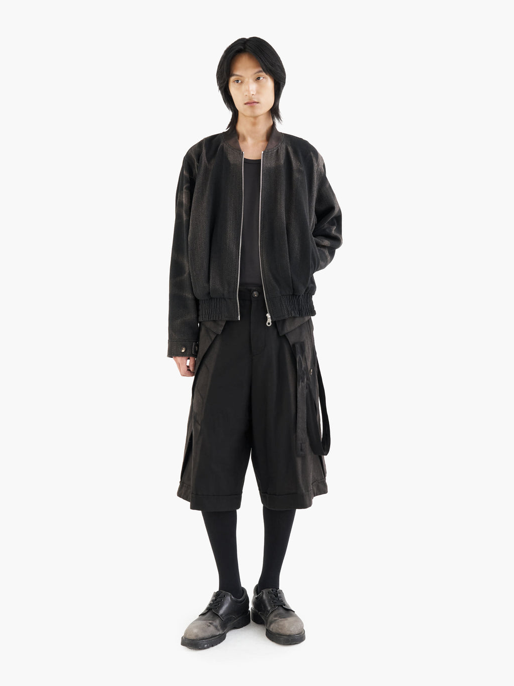 Jiyong Kim - Sun-Bleached Pleated Bomber (Black) product image 1 | TRAB K-Fashion Australia