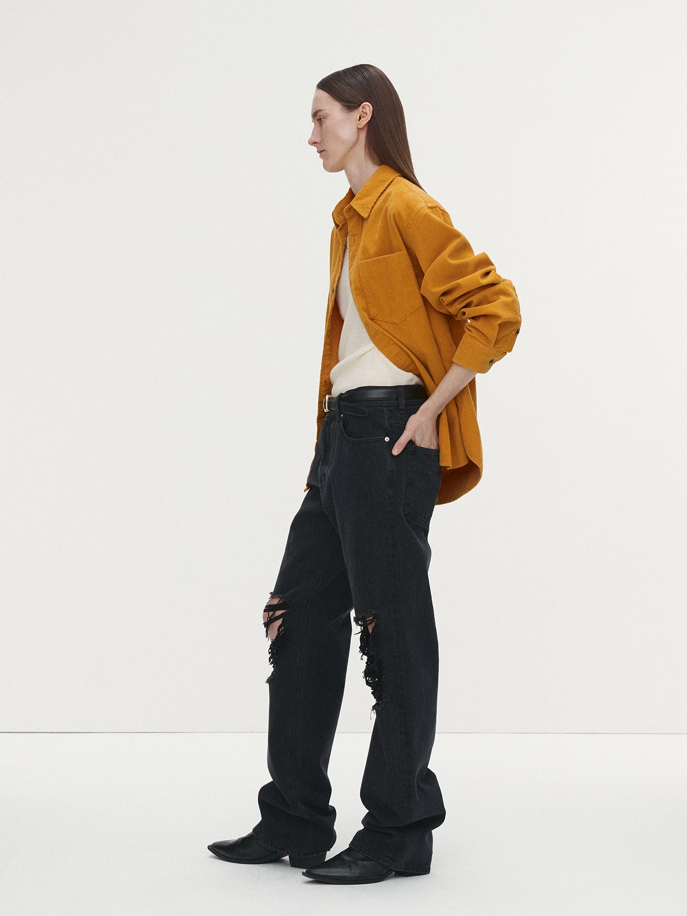 Tonywack - Washed Corduroy Distressed Shirt (Mustard) product image 2 | TRAB K-Fashion Australia