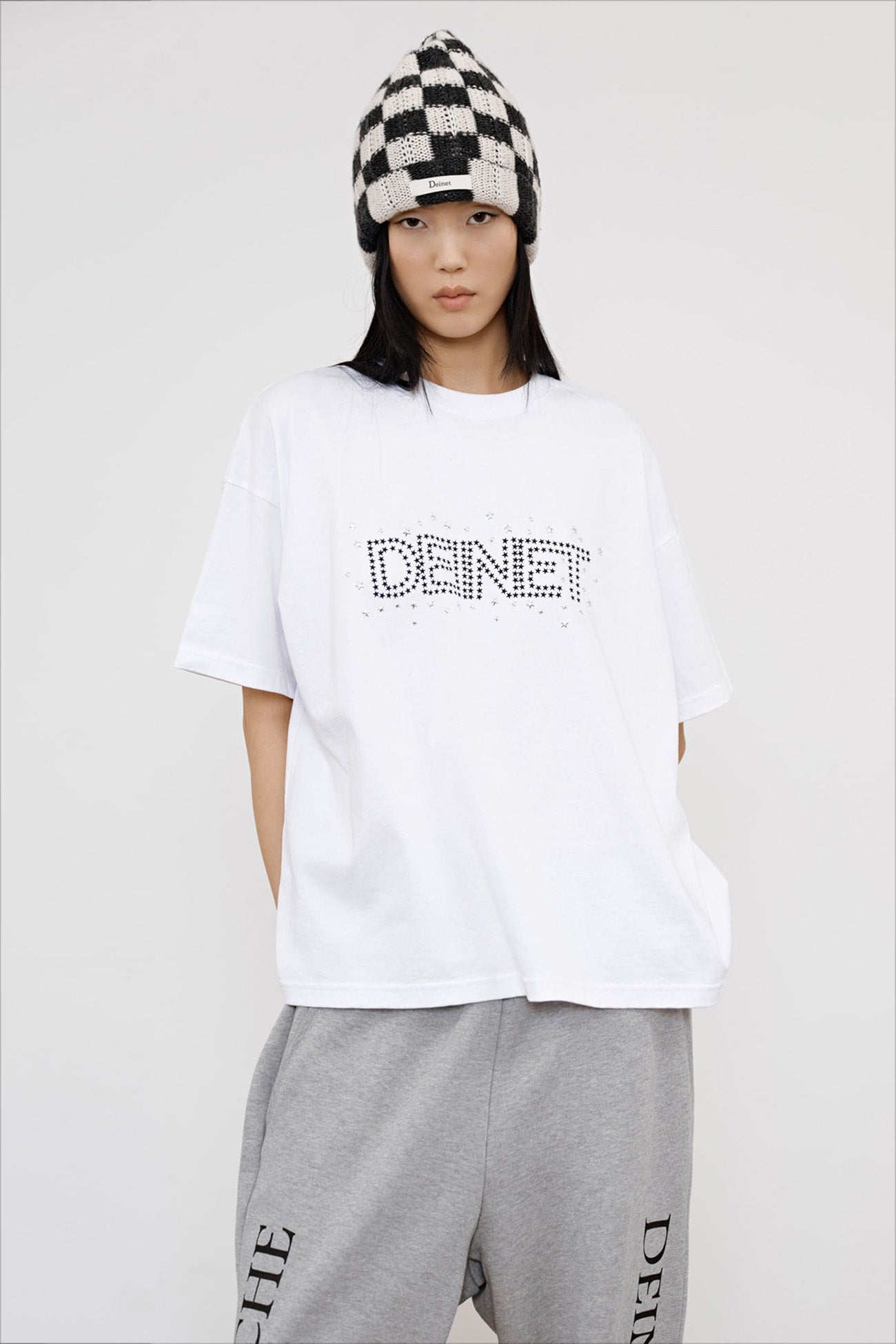 Deinet - Checkered Neat Knit Beanie (Charcoal) product image 3 | TRAB K-Fashion Australia