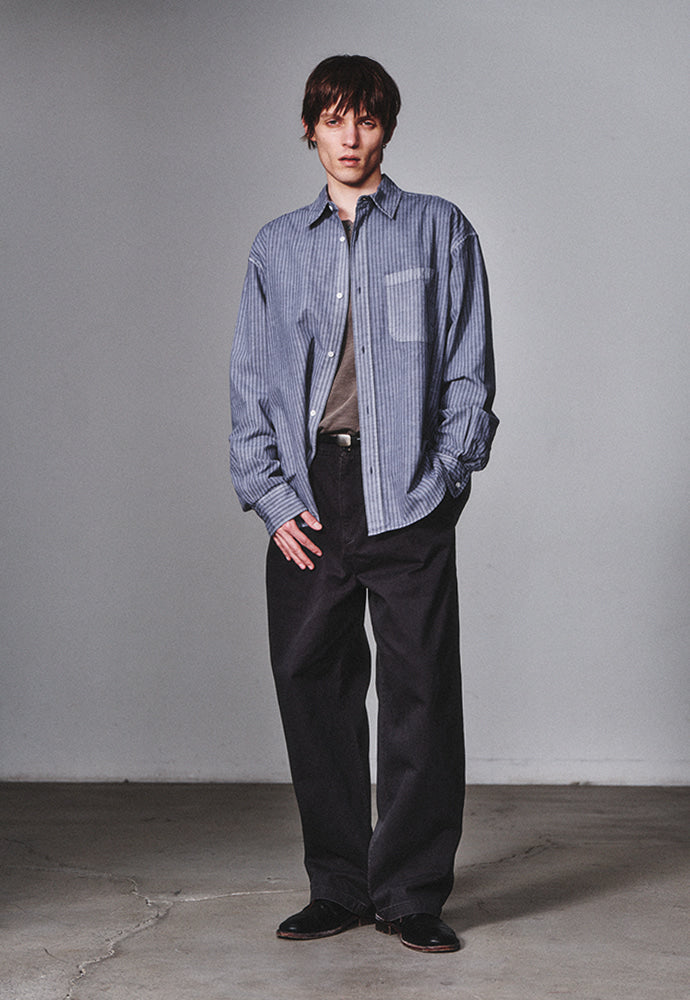 Art if acts - Pigment-Dyed Stripe Shirt (Violet Grey) product image 4 | TRAB K-Fashion Australia