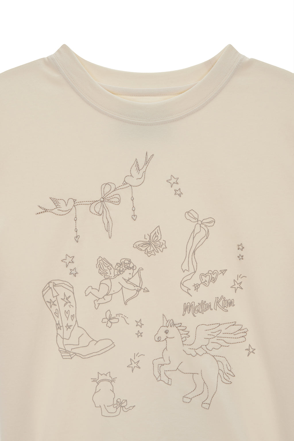 Matin Kim - Kitsch Printing Crop Top (Ivory) product image 3 | TRAB K-Fashion Australia