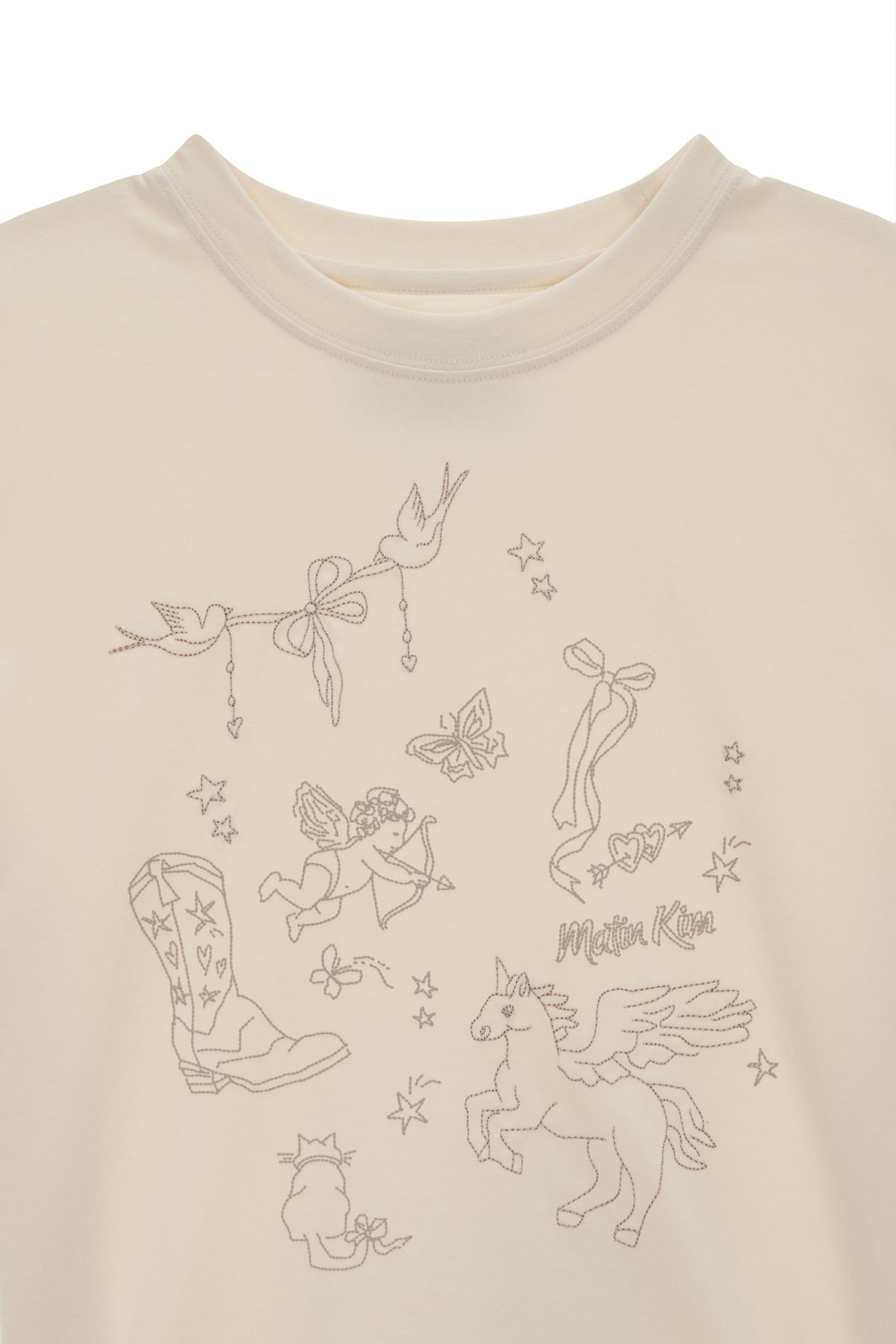 Matin Kim - Kitsch Printing Crop Top (Ivory) product image 3 | TRAB K-Fashion Australia