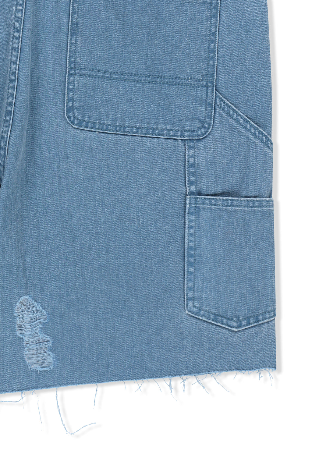 Matin Kim - Heringbone Raw Cut Denim Shorts (Light Blue) product image 5 | TRAB K-Fashion Australia