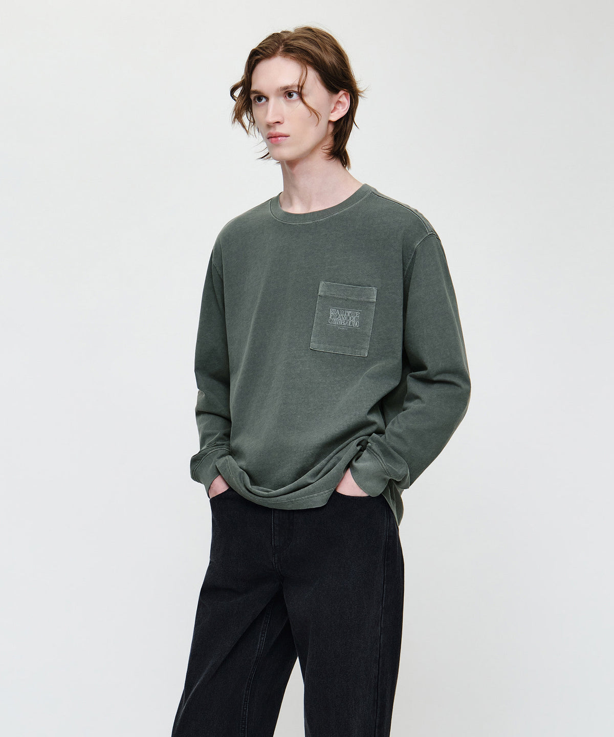 Marithe & Francois Girbaud - Doodle Classic Logo Washing Long Sleeve Tee (Charcoal) product image 2 | TRAB K-Fashion Australia