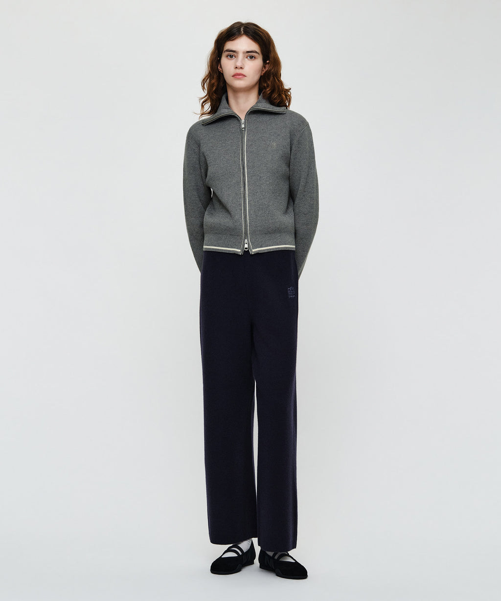 Marithe & Francois Girbaud - Big Collar Crop Zip-up Cardigan (Melange Gray) product image 4 | TRAB K-Fashion Australia
