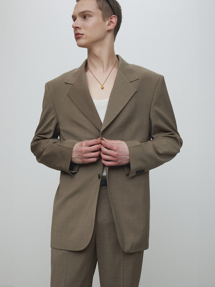 Tonywack - Light Wool Relaxed Tailored Jacket (Taupe Melange) product image 6 | TRAB K-Fashion Australia