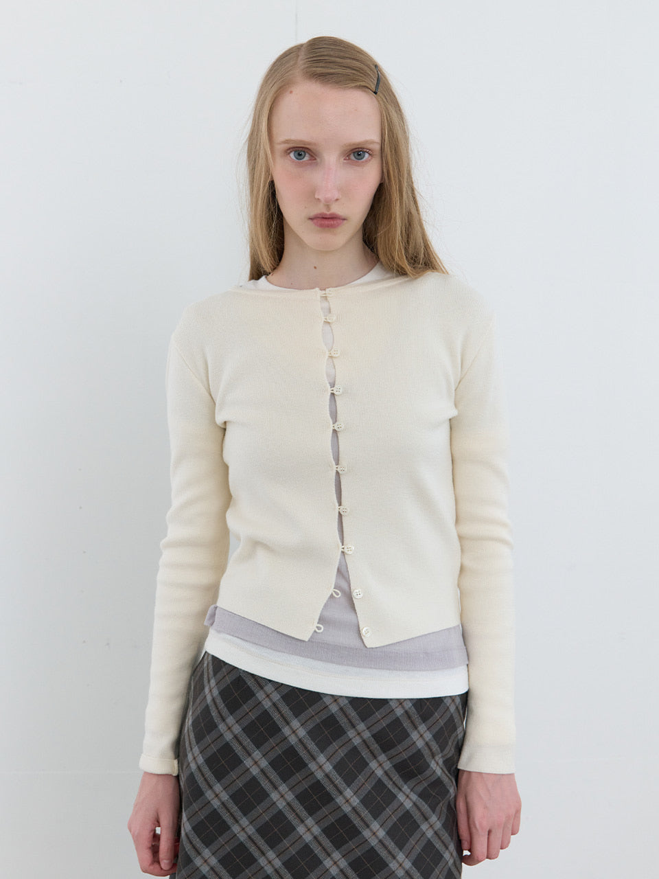 Kijun - Button Up Knit Top (Ivory) product image 5 | TRAB K-Fashion Australia