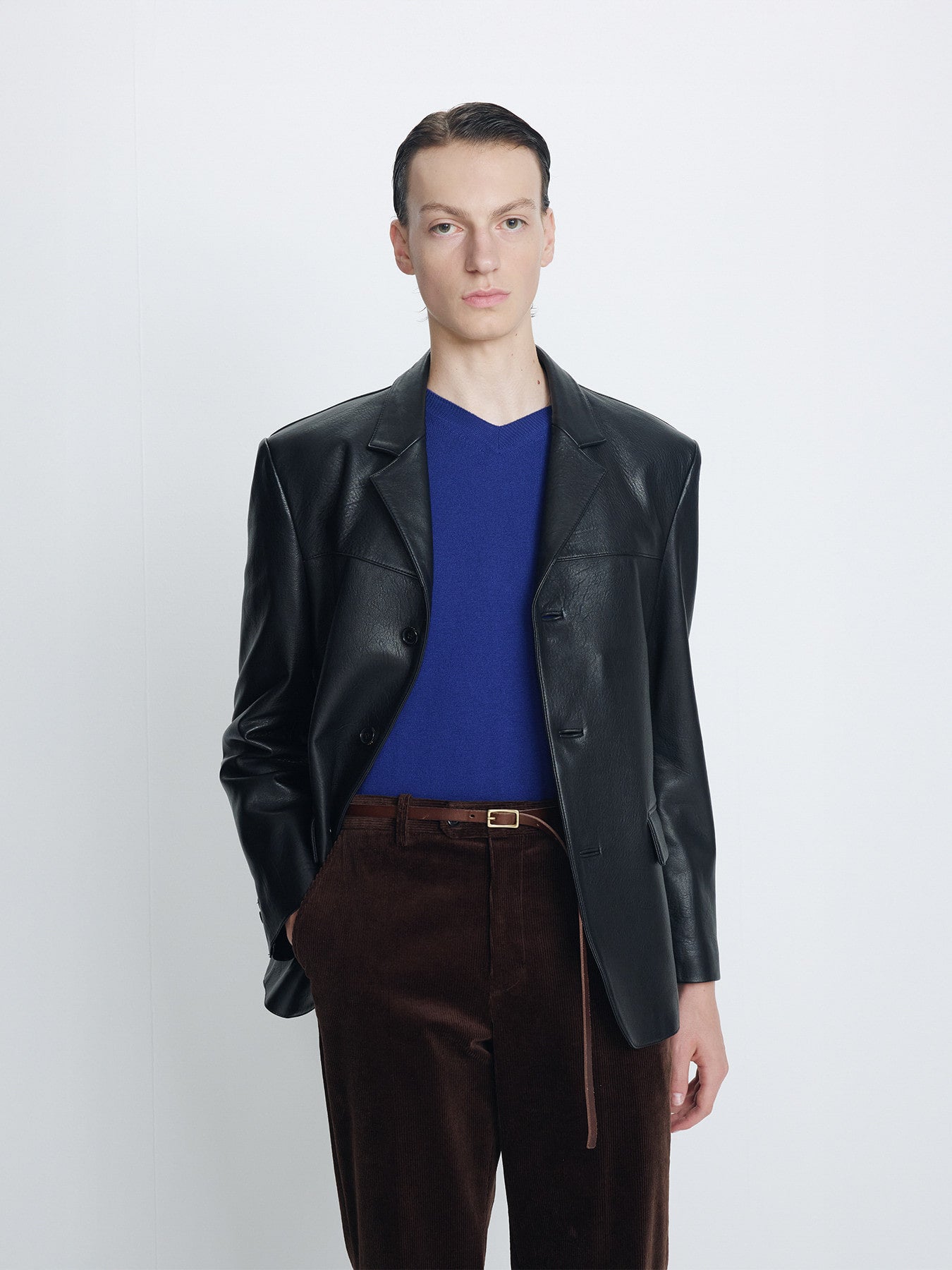 Tonywack - Vintage Lamb Leather Blazer Jacket (Black) product image 1 | TRAB K-Fashion Australia