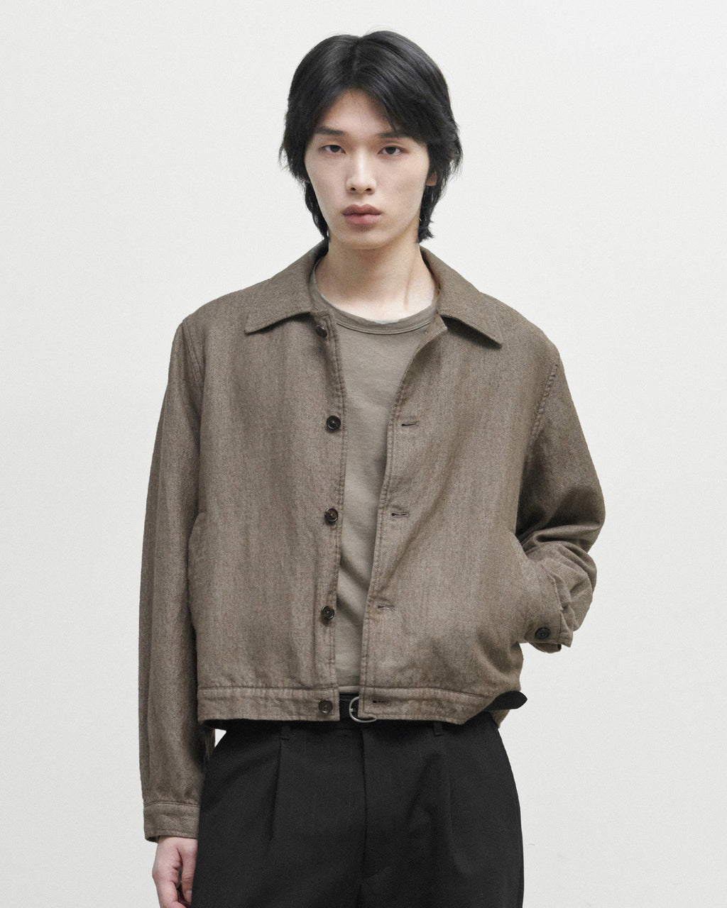 Brownyard - Boiled Wool Twill Jacket (Brown) product image 1 | TRAB K-Fashion Australia